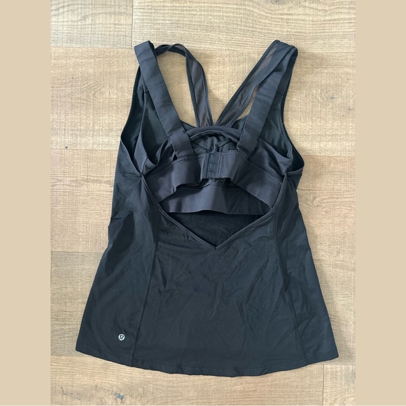 lululemon black sheer strap bra tank top - Picture 2 of 6